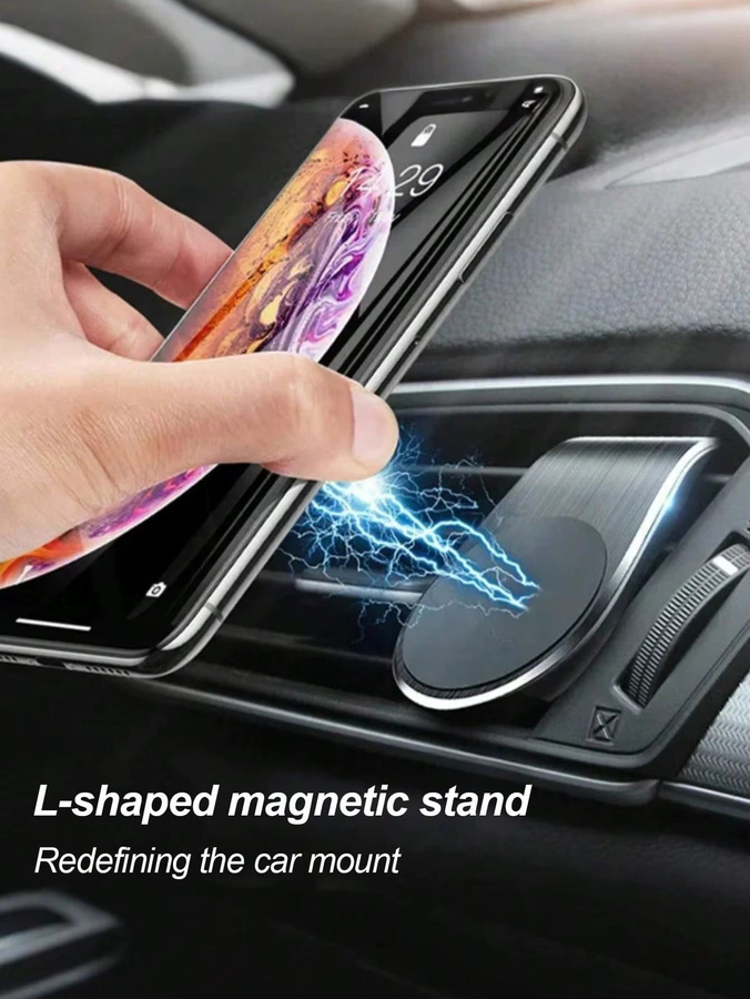 Magnetische Handyhalterung für die Lüftungsschlitze im Auto in Schwarz und Silber - Bild 2