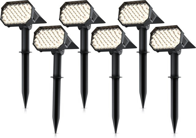 Brandson 6er Set Solar LED Gartenstrahler mit Erdspieß und Wandmontage, Warmweiß, IP65 wasserdicht, für Garten und Balkon - Bild 1