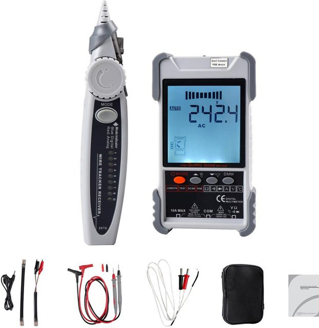 Kkmoon ET618 Tragbarer Netzwerkkabeltester mit LCD-Display für POE-Tests in Grau - Bild 1