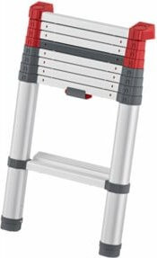 Munk Günzburger Steigtechnik ML Stufen-Teleskopleiter aus Aluminium, 9 Stufen, Silber, maximale Arbeitshöhe: 340 cm - Bild 1