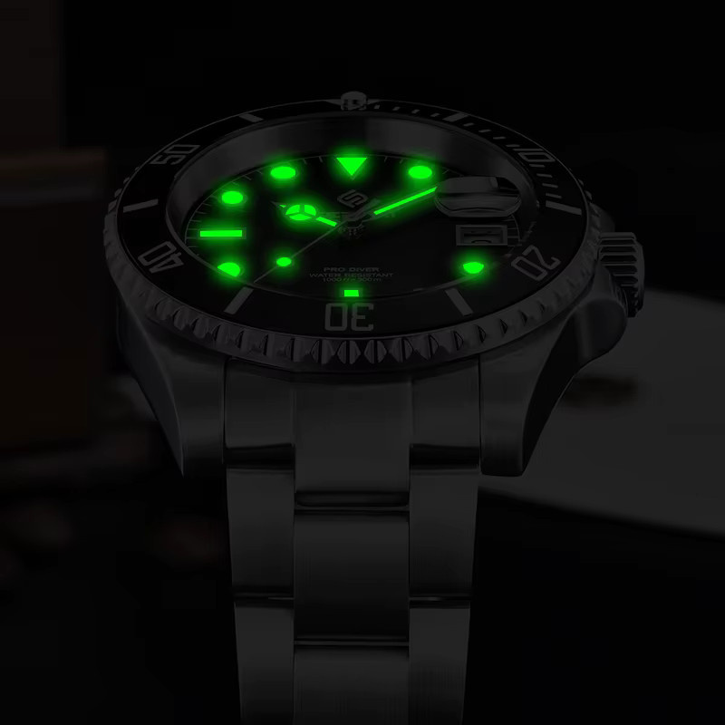 Lige Armbanduhr Automatik, Edelstahl, Schwarz, Herren - Bild 3