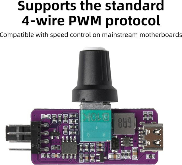 Aideepen DC 12V PWM Drehzahlregler mit USB-C Anschluss für 4-Pin Lüfter und Pumpen zur DIY Wasserkühlung - Bild 1