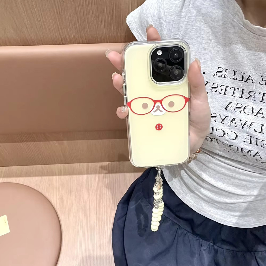 Potdemiel Rilakkuma Bär Handyhülle für iPhone 17 16 15 14 13 12 Pro Max mit Umhängeband und stoßfester Hartschale im Japan Anime Cartoon Design - Bild 2
