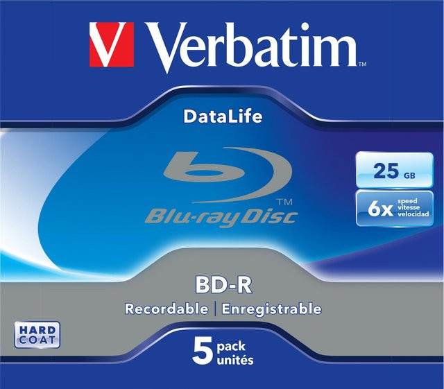 Verbatim BD-R Blu-Ray-Rohlinge 25GB 6x 5er-Pack Blau - Bild 1