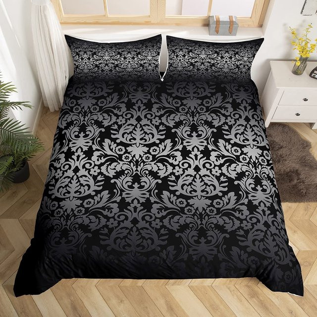 Barock Damast Bettwäsche-Set im viktorianischen Stil mit geometrischen Blumenmustern, Einzelbett, B/H: 135 x 200 cm - Bild 1