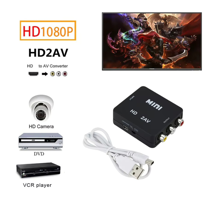 AV zu HDMI Konverter in Schwarz für HD 1080P Videoübertragung unterstützt NTSC und PAL für PC, HDTV und Projektor - Bild 2