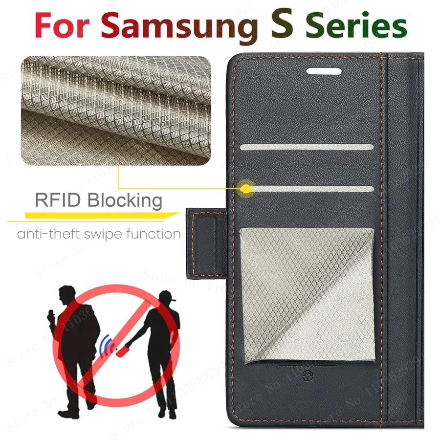 Flip Wallet Lederhülle für Samsung Galaxy S25 S24 S23 S22 S21 Ultra Plus FE A57 A37 A27 A17 A56 A36 A26 in Blau - Bild 6