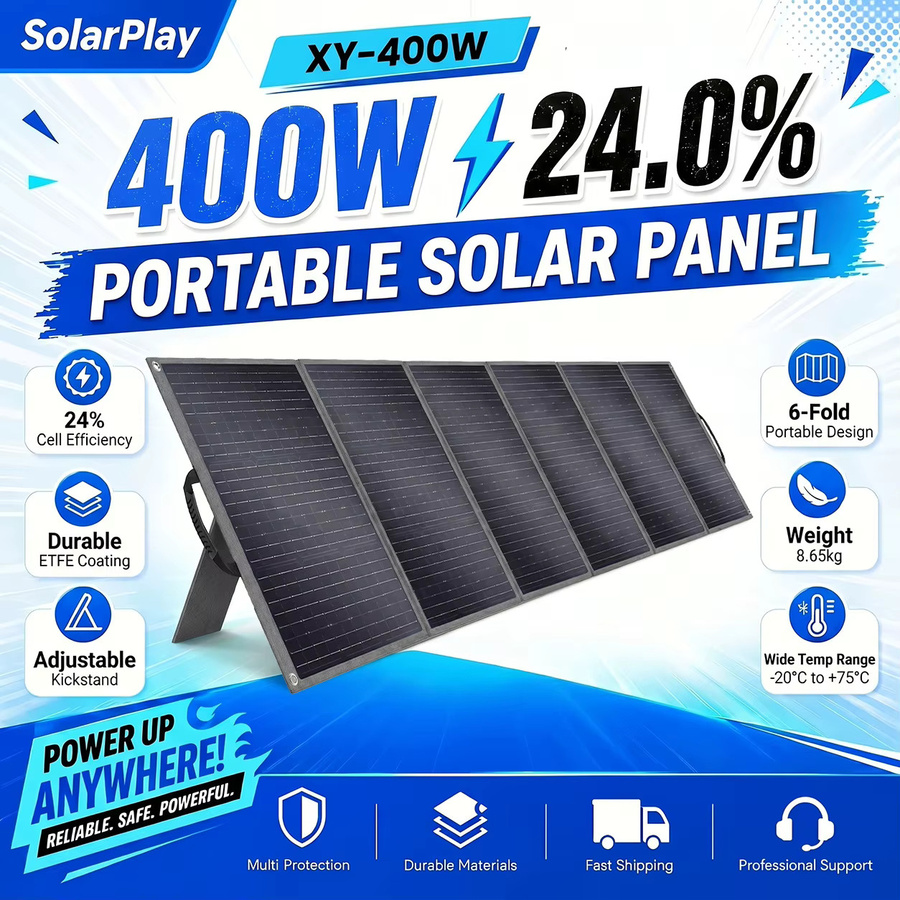 SOLARPLAY 400W Faltbare Solaranlage mit 6 Monokristallinen Panels in Schwarz für Boot, Haus und Notfallstromversorgung - Bild 2