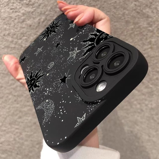 Stoßfeste Silikon Schutzhülle mit Mond und Sonne Design für Xiaomi 13T 12T Pro Poco X5 F5 X6 M6 Pro Mi 14 13 12 11 Lite 5G in Schwarz - Bild 1