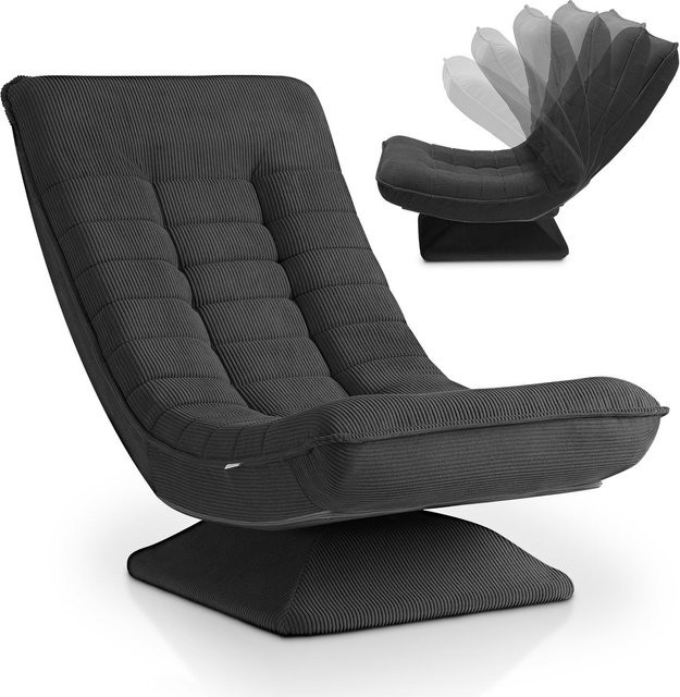 Juskys Relaxsessel Korsika in Grau mit Cord-Bezug, 360 Grad drehbar und ergonomischer Schaumstoffpolsterung - Bild 1