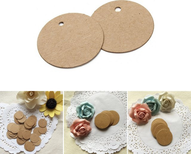 100 Stück runde Kraftpapier-Anhänger in Braun, 2 cm Durchmesser für DIY Lebensmitteletiketten und Geschenke - Bild 1