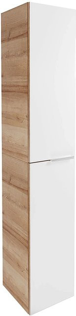 Fackelmann Hochschrank B.Brillant in Asteiche und Weiß mit Glastüren, B/T/H: 30 x 31,9 x 162 cm - Bild 1