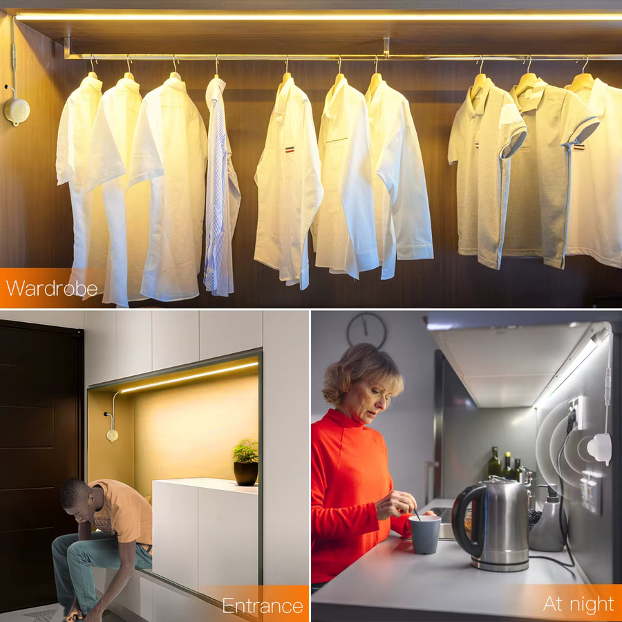 Guillermo COB LED-Streifen mit Bewegungssensor und USB-Anschluss, wasserdichtes Nachtlicht in Weiß - Bild 6
