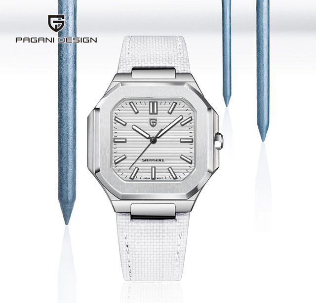 PAGANI DESIGN Armbanduhr, Quarz, Edelstahl, Leder, Blau, Herren - Bild 1