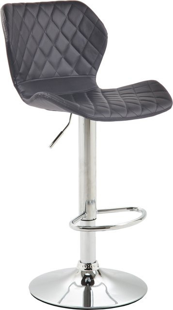 TPFLiving Barhocker Cora mit Chromoptik Metallgestell und gestepptem Kunstleder in Schwarz, B/T/H: 51 x 51 x 120 cm - Bild 1