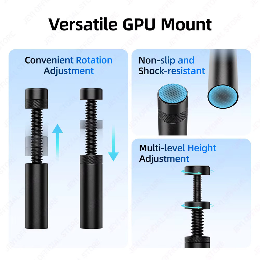 JEYI GPU-Anti-Sag-Halterung zur Unterstützung deiner Grafikkarte für Desktop-PCs, universelle Gehäusemontage, Schwarz/Weiß/Silber - Bild 2