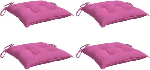 vidaXL Stuhlkissen 4er Set Rosa aus Polyester, wasserabweisend und UV-beständig, B/T/H: 40 x 40 x 7 cm - Bild 1
