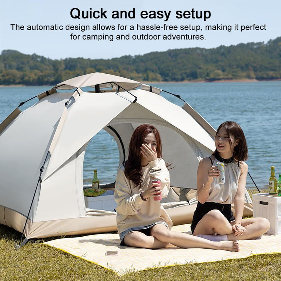 SunProof Winddichtes Schnellöffnungszelt für Camping und Picknick, wasserdichtes und faltbares Vollautomatisches Sonnenschutzzelt, B/T/H: 200 x 150 x 135 cm - Bild 2