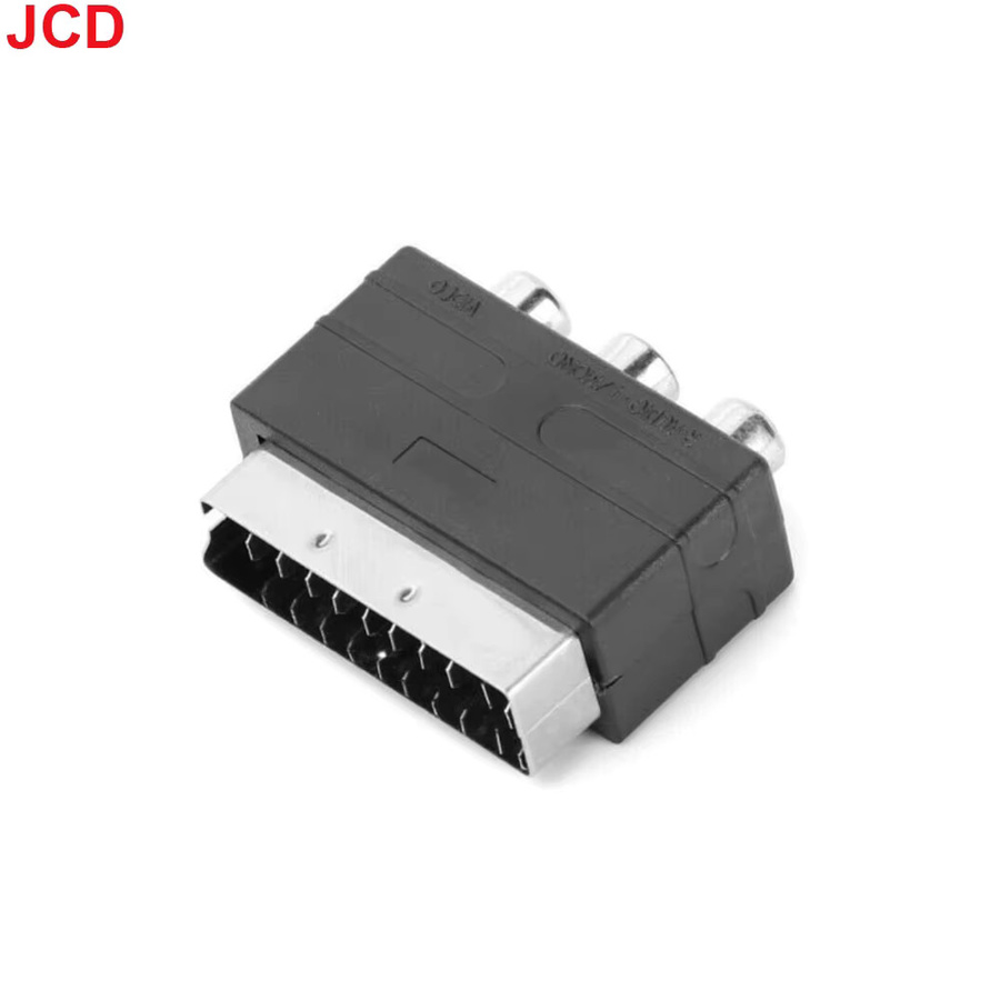 JCD Scart-Stecker auf 3RCA-Phono-Buchse AV TV Audio-Video-Adapter in Schwarz für PS4, WII, DVD und VCR - Bild 3