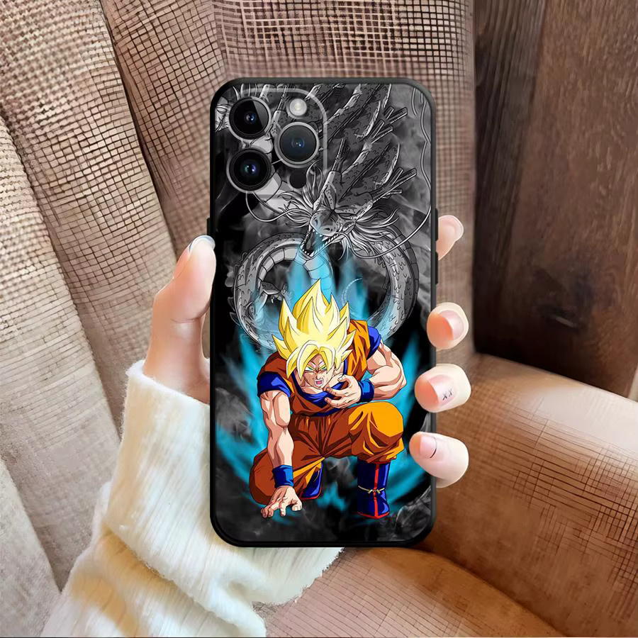 Schwarze weiche Handyhülle mit Dragon Ball Anime Design für iPhone Modelle - Bild 4