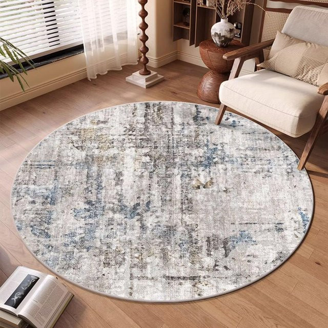 Ig Style Abstrakt Runder Teppich Multicolour, Waschbar und Rutschfest, Durchmesser: 100 cm - Bild 1