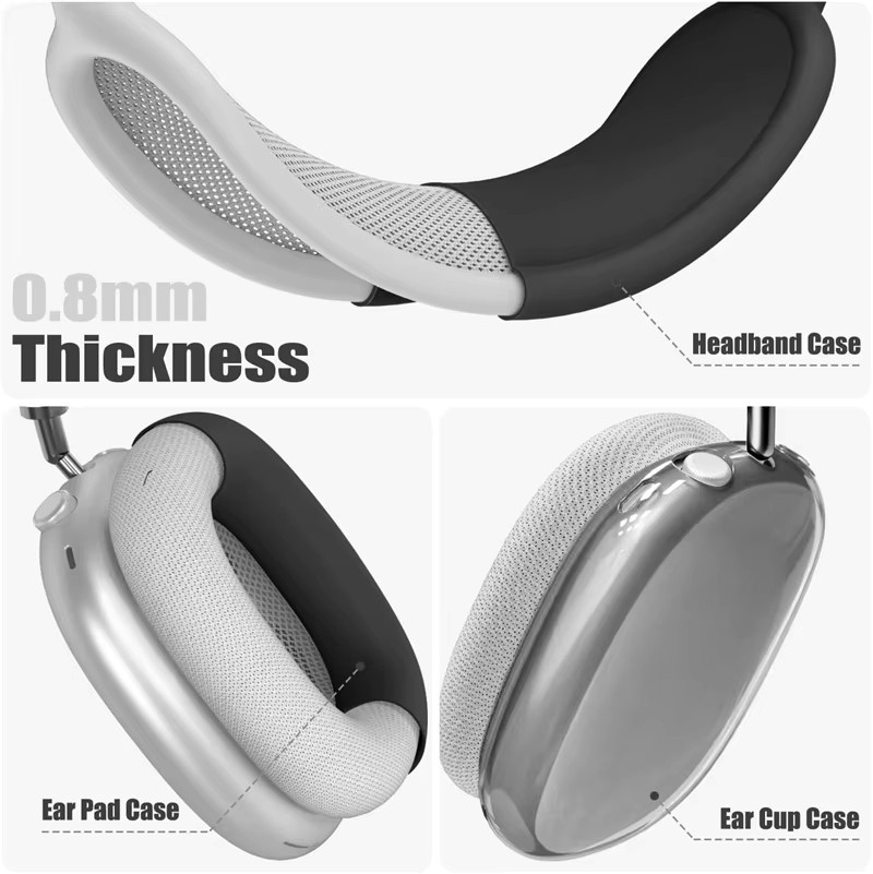 Transparente 3-in-1 TPU-Silikon-Hülle für Apple AirPods Max, kratzfeste Ohrmuschel-Abdeckung und Zubehör - Bild 3
