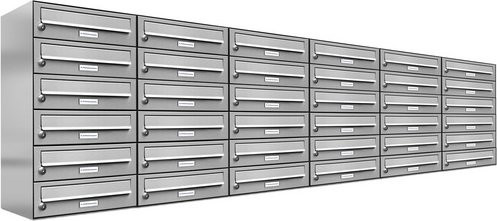 AL Briefkasten für 36 Parteien, Aufputzmontage, silberfarben, B/H/T: 229,8 x 46 x 27,5 cm - Bild 1