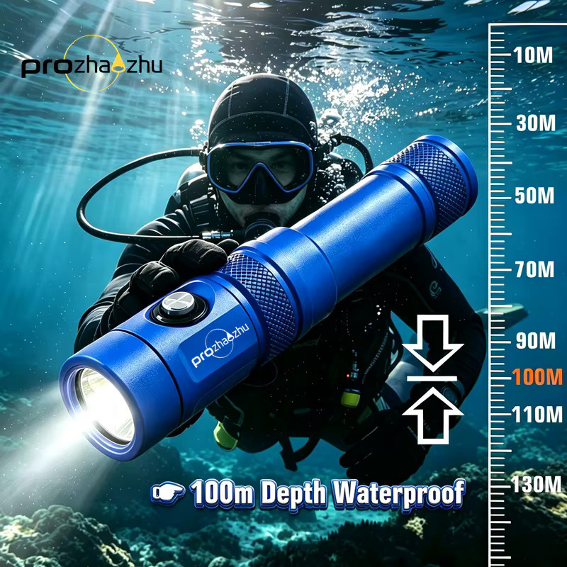 PROZHAZHU DL-B50 Blaue LED-Tauchlampe mit 2500LM, IP68 wasserdicht, USB-C wiederaufladbare Unterwasser-Angellampe für die Tiefsee - Bild 2