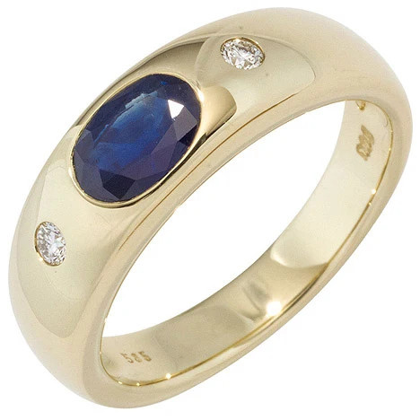 Colfem Ring 585 Gelbgold, Saphir blau, Diamant, Damen, Größe 52 - Bild 1