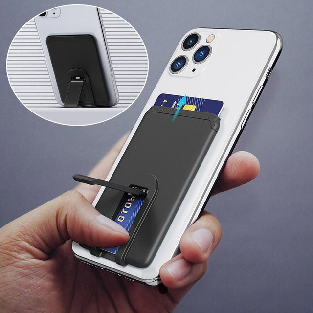 Universal Silikon Kartenhalter für iPhone und Samsung in Schwarz - Bild 1