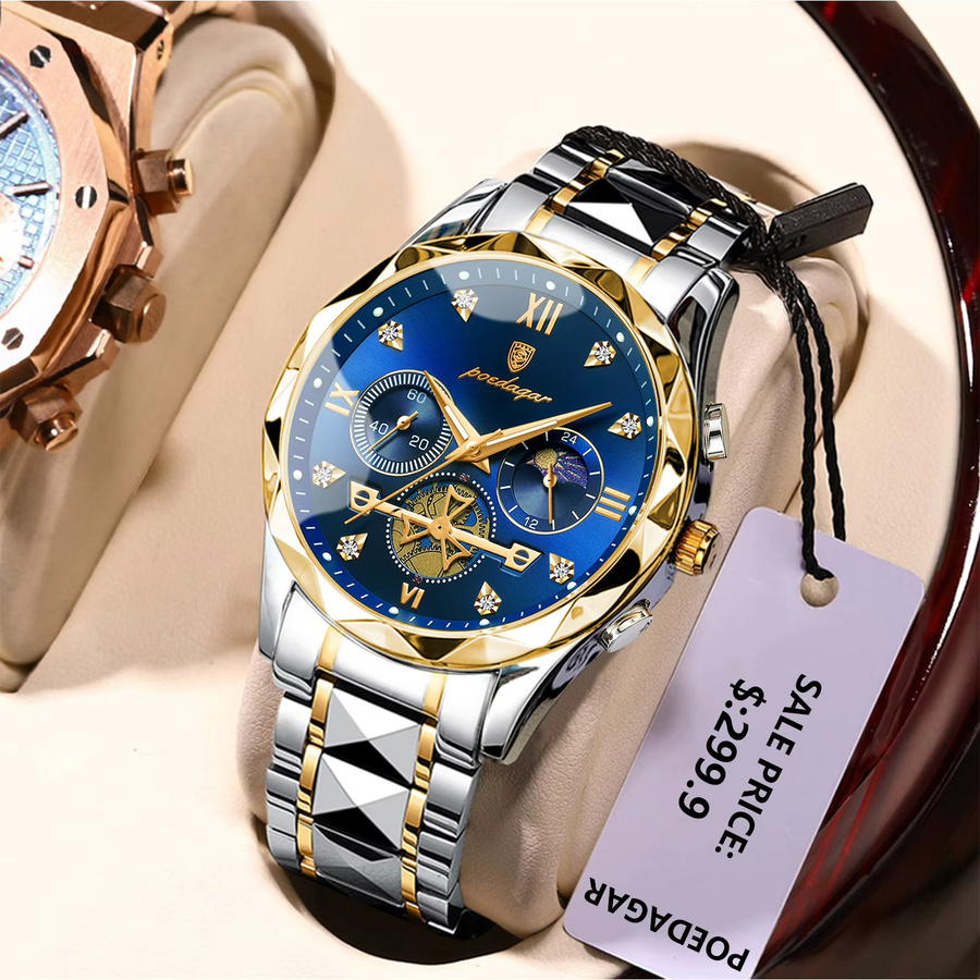 POEDAGAR Armbanduhr Chronograph, Quarz, Edelstahl, Herren - Bild 6