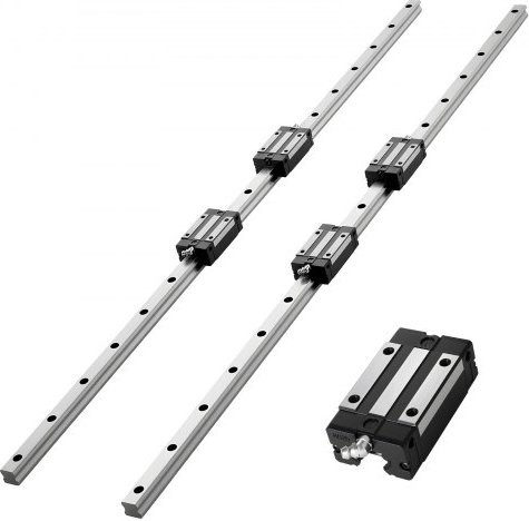 VEVOR Linear Rail Guide Kit HGR20 in Silber, 2 Stück 1000 mm Linearführungen und 4 Stück Gleitlager für CNC-Router, Drehbänke, Fräsmaschinen und 3D-Drucker - Bild 1