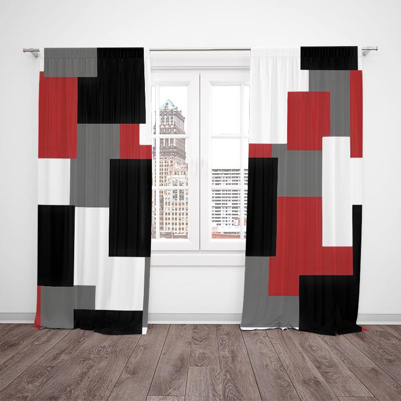 2er-Set Yiran Furniture Patchwork-Vorhänge aus Polyester in Mehrfarbig, dekorative halbtransparente Vorhänge mit Grafik-Design für Wohnzimmer, Schlafzimmer oder Badezimmer, B: 35 cm, H: 100 cm - Bild 2