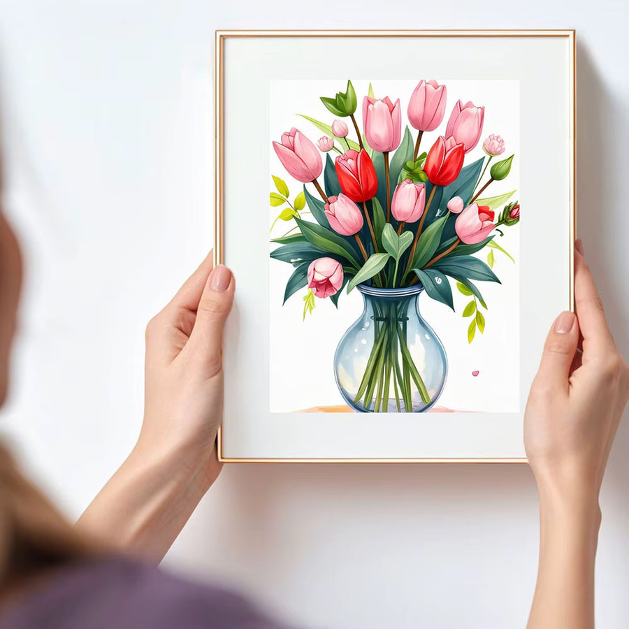 HUACAN Diamantmalerei Set Eleganter Blumenstrauß in Glasvase, 5D DIY Kunst Mosaik mit Strass, Mehrfarbig, B/H: 20 x 30 cm - Bild 2