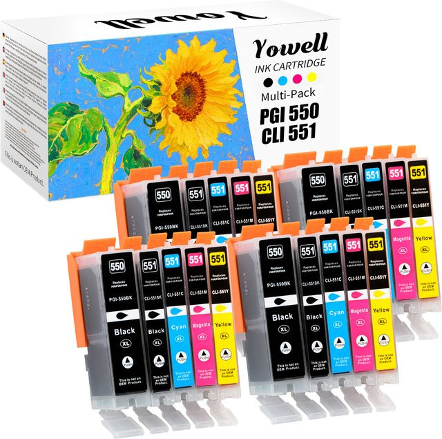 Yowell Tintenpatronen Set kompatibel mit Canon PGI-550 und CLI-551XL für Canon Pixma MX925, IP7250, MG5650 und MX725, Mehrfarbig - Bild 1
