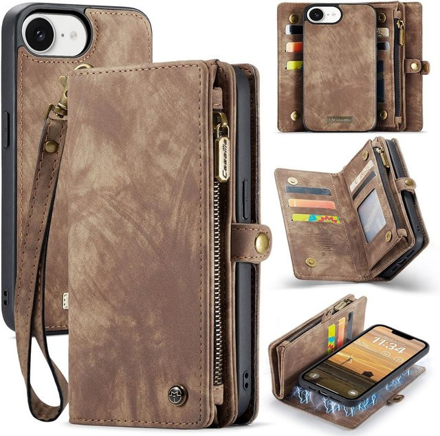 Multifunktionale Handyhülle als Klapptasche aus Kunstleder für Apple iPhone 17e und iPhone 16e in Braun - Bild 1