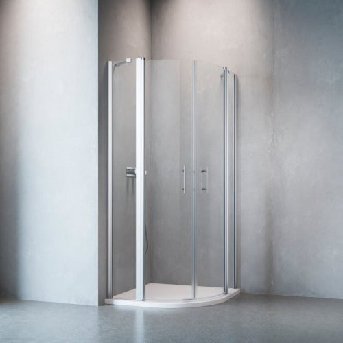 GEO Runddusche in Edelsilber mit 6 mm Glasstärke, Höhe: 195 cm, Breite: 100 cm, Tiefe: 30 cm - Bild 1
