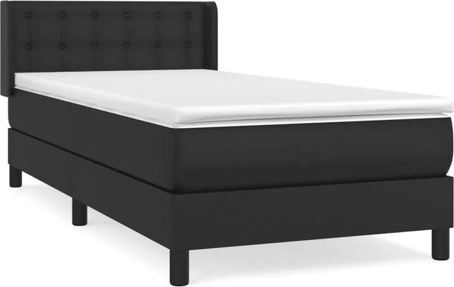 vidaXL Boxspringbett Hybrid mit Matratze und Taschenfederkern, Schwarz, Kunstleder, B/T: 100 x 200 cm - Bild 1