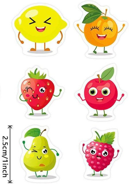 Binchi Schreibwaren-Aufkleber Set mit Frucht- und Ballonmotiven in Mehrfarbig für Kinder und Dekorationen - Bild 1