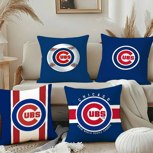 52TOYS Chicago Cubs Baseball Kissenbezug im Vintage-Stil, Blau, B/T/H: 40 x 40 x 40 cm - Bild 1
