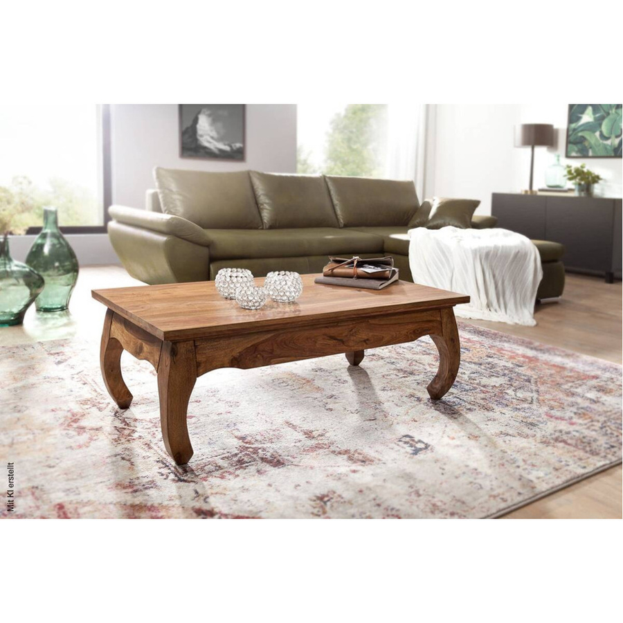 Moderner Couchtisch aus Sheesham Holz in Braun von Wohnling, B/H/T: 110 x 60 x 40 cm - Bild 2