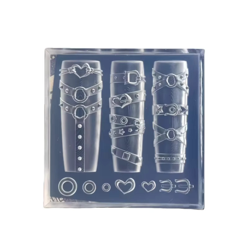 Transparente Silikon-Nagelkunstform, Gürtelschnalle, Herzschloss, 3D-Nageldekorationsform - Bild 2