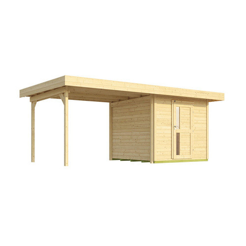 WEKA Designhaus 172 Gartenhaus aus Holz mit Flachdach in Beige, B/H/T: 575 x 226 x 375 cm - Bild 3