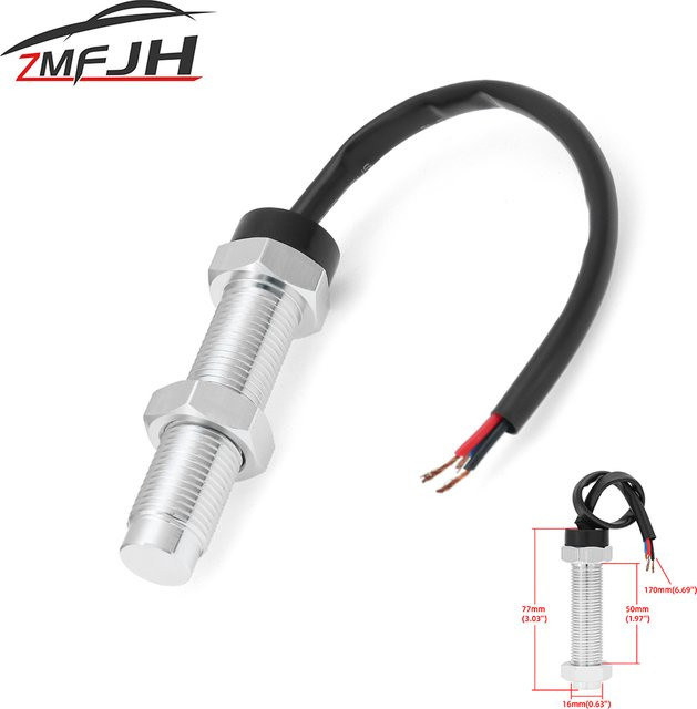 ZMFJH Hall-Sensor für Puls-Signal-Tachometer und RPM-Geschwindigkeitsmesser, Nockenwellen-Positionssensor, M16x1,5, Silber - Bild 1