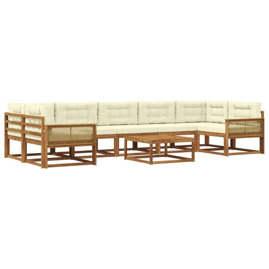 vidaXL Outdoor-Sofagarnitur L-Form aus Akazienholz mit 8 Kissen in Braun und Beige - Bild 2