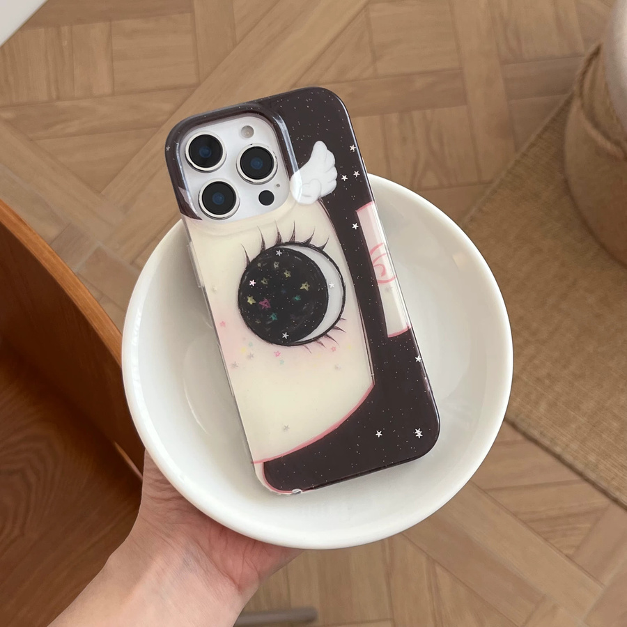 TROPLET Handyhülle im süßen Cartoon-Design mit glitzernden Augen für iPhone 11 bis iPhone 17 Pro Max Plus, Multicolour - Bild 2