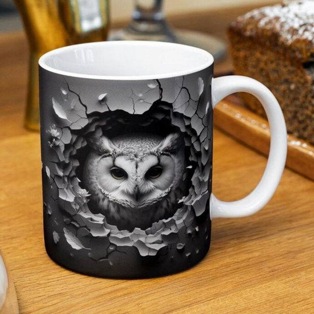 Niedlicher 3D Eule Keramik-Kaffeebecher als Teetasse in Mehrfarbig mit 400 ml - Bild 1