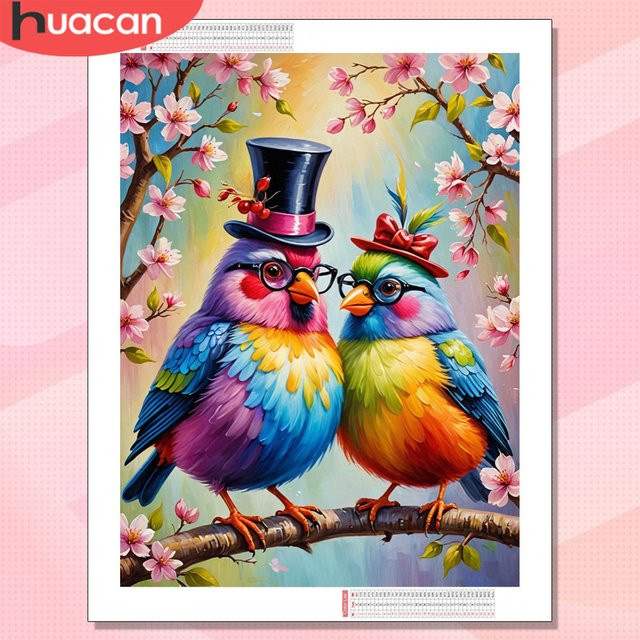 HUACAN Diamantmalerei Set mit Blumen, Vögeln und Tieren in Multicolour für deine Wandkunst - Bild 1