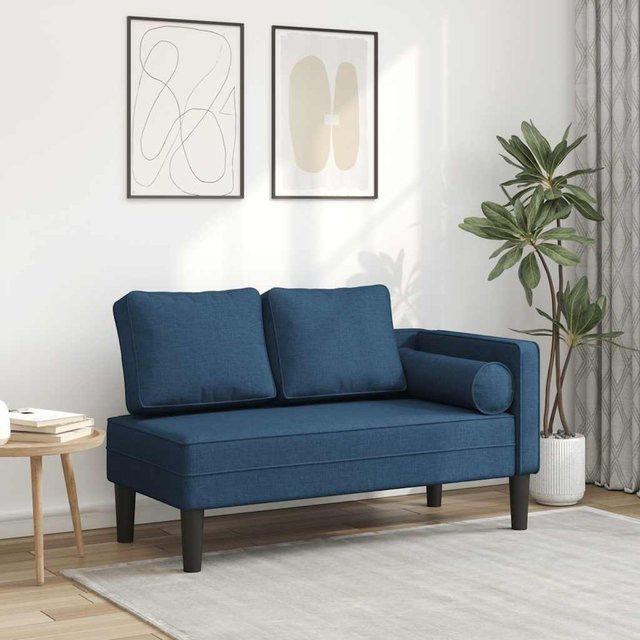 vidaXL Chaiselongue mit Kissen in Blau aus Stoff, modern mit Schaumstofffüllung, B/T/H: 116,5 x 62,0 x 57,5 cm - Bild 2