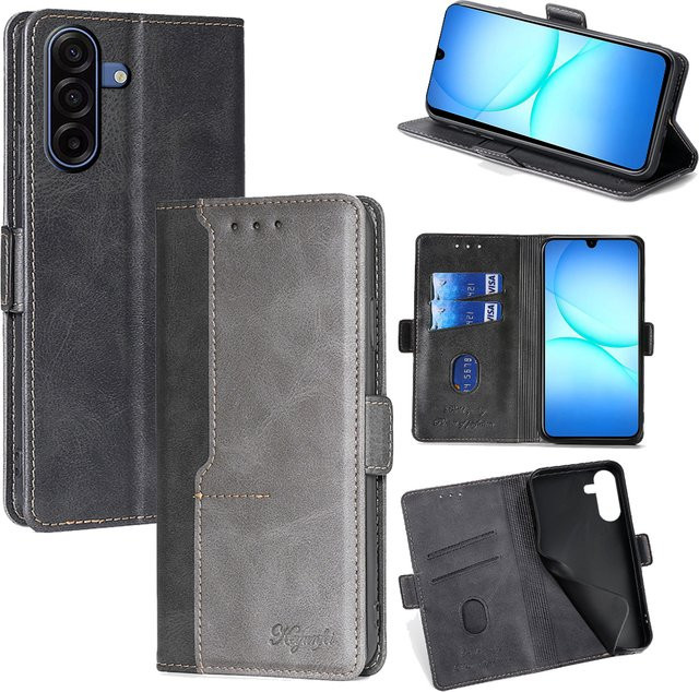 Business Leder Handyhülle für Samsung Galaxy S25 Ultra S25 FE Plus S25 Edge A56 A36 A26 A16 A17 A07 Book Case in Braun - Bild 1